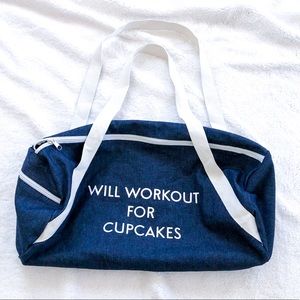 Will Workout For Cupcakes Duffel Gym Bag Blue